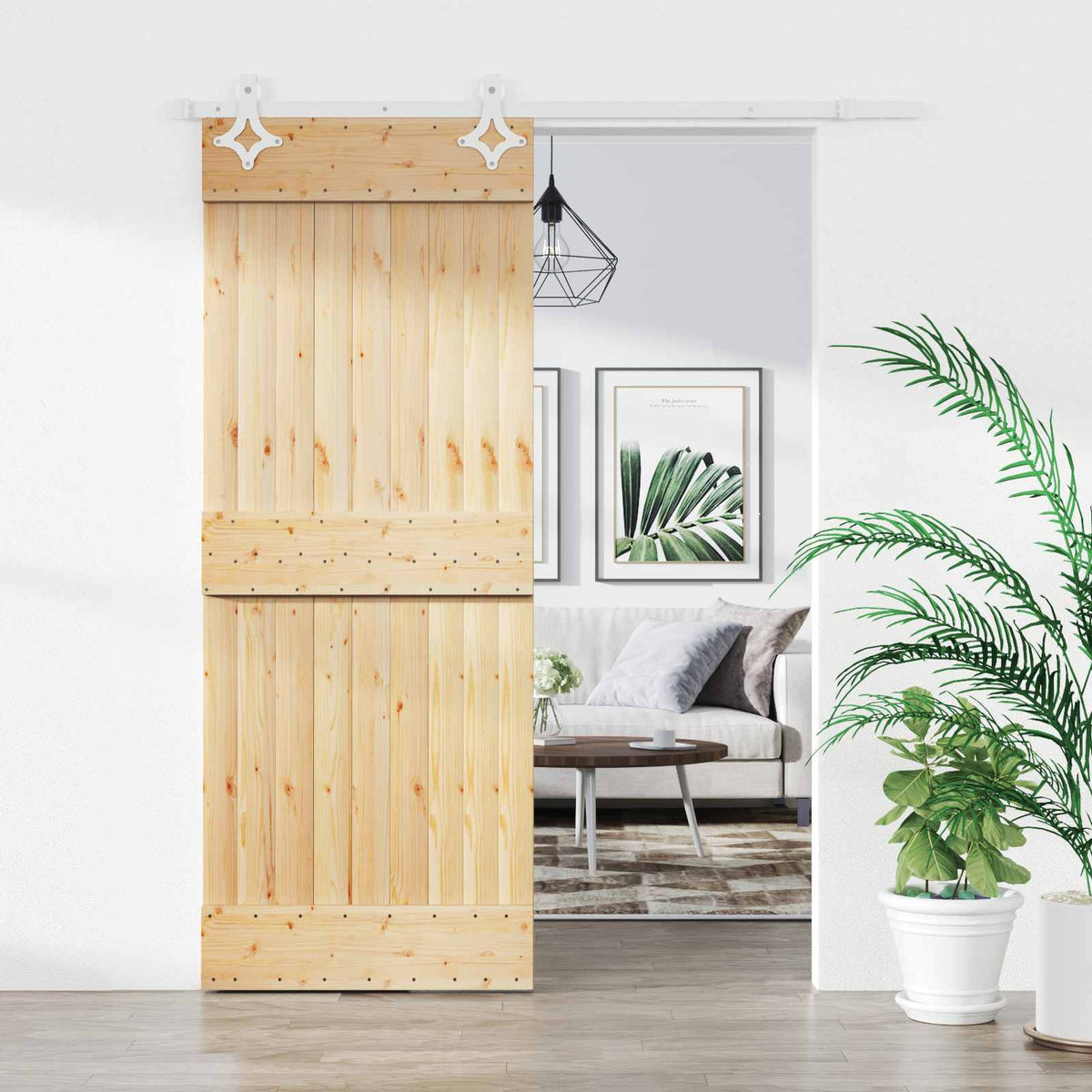 Skjutdörr 80 x 210 cm Massiv furuträdörr (obehandlad)