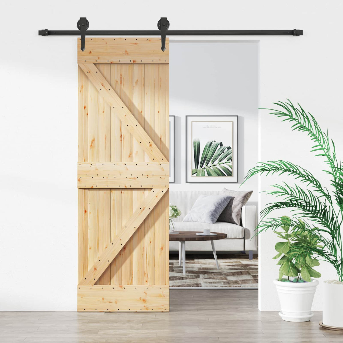 Skjutdörr 70 x 210 cm Massiv furuträdörr (obehandlad)