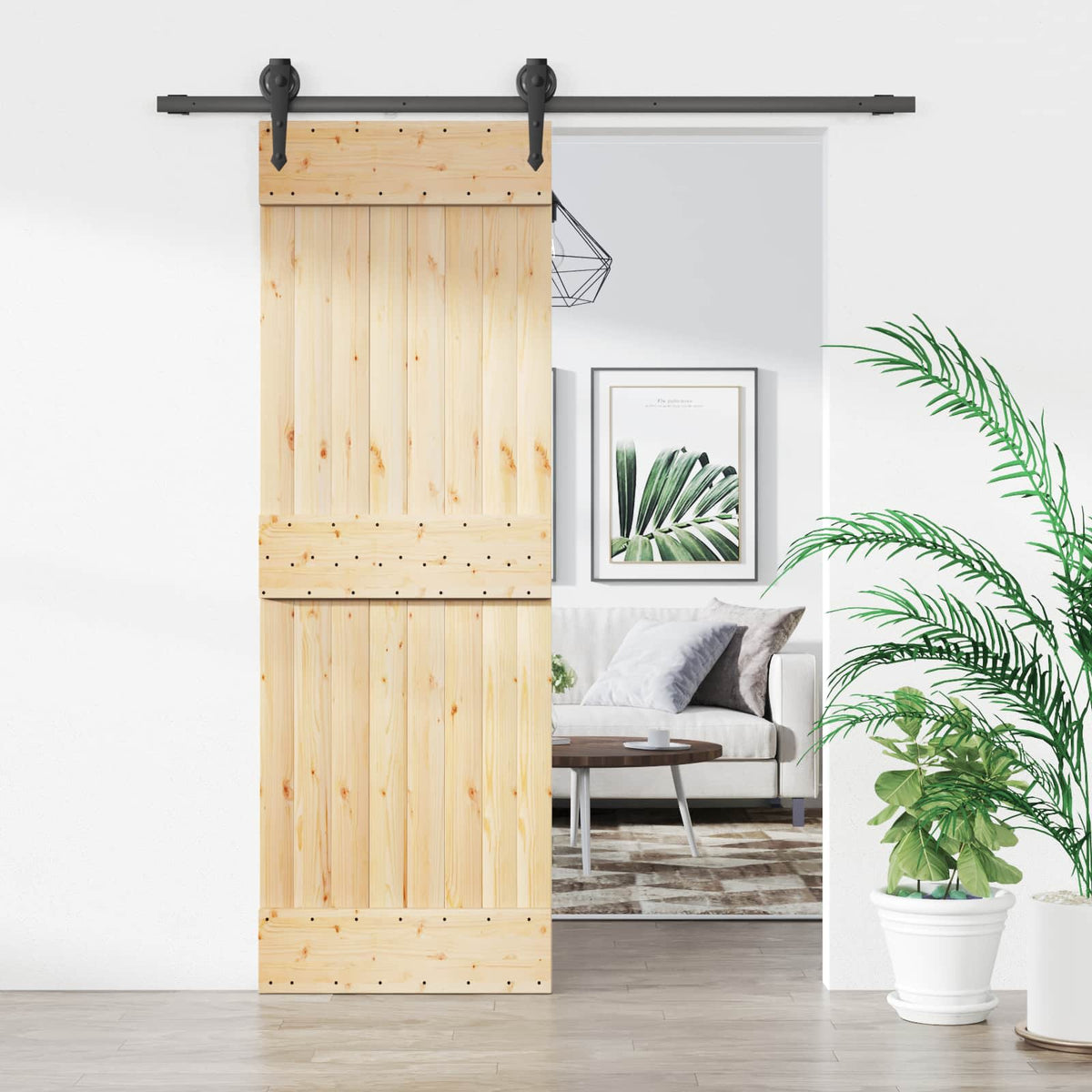 Skjutdörr 70 x 210 cm Massiv furuträdörr (obehandlad)