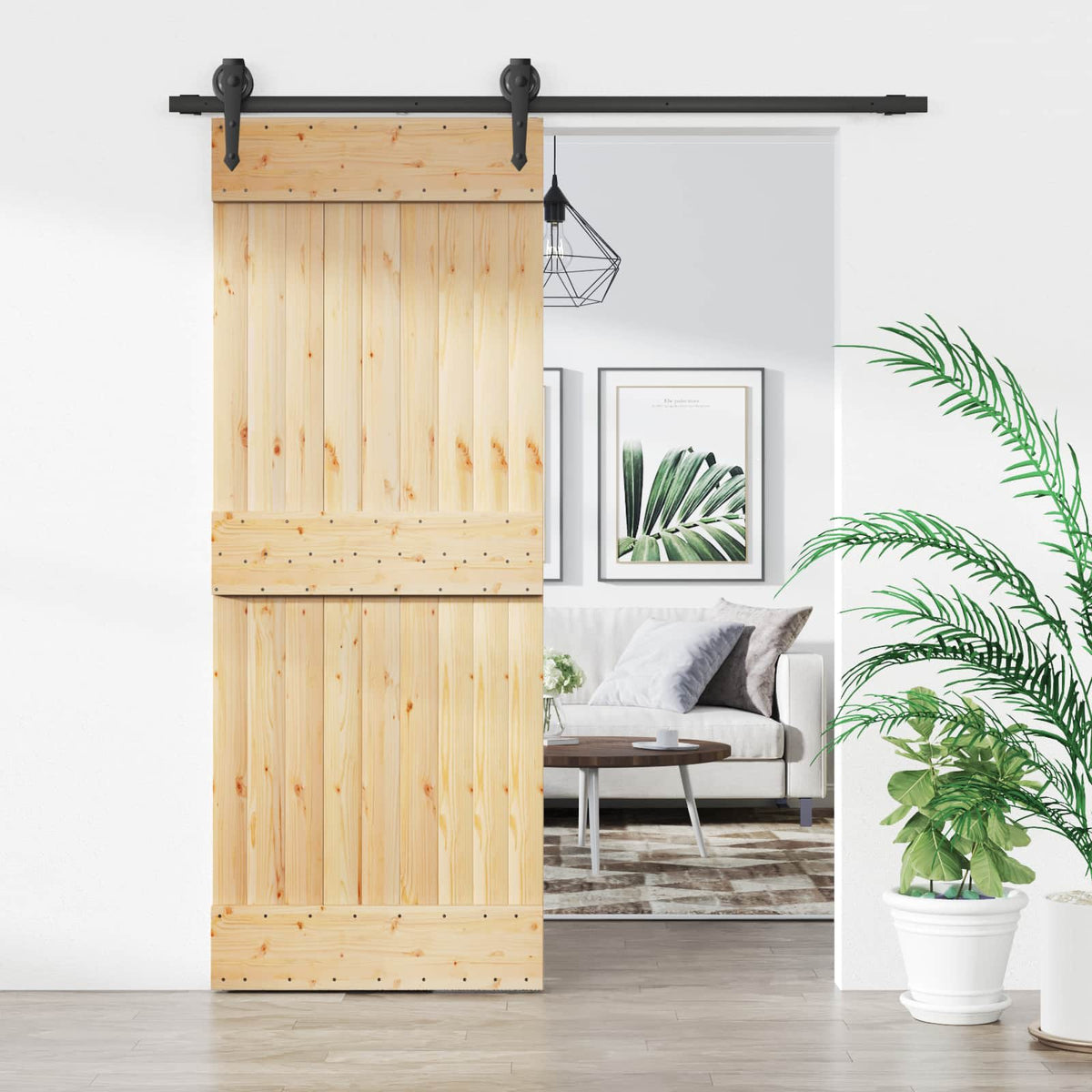 Skjutdörr 80 x 210 cm Massiv furuträdörr (obehandlad)