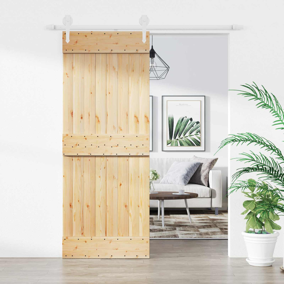 Skjutdörr 80 x 210 cm Massiv furuträdörr (obehandlad)
