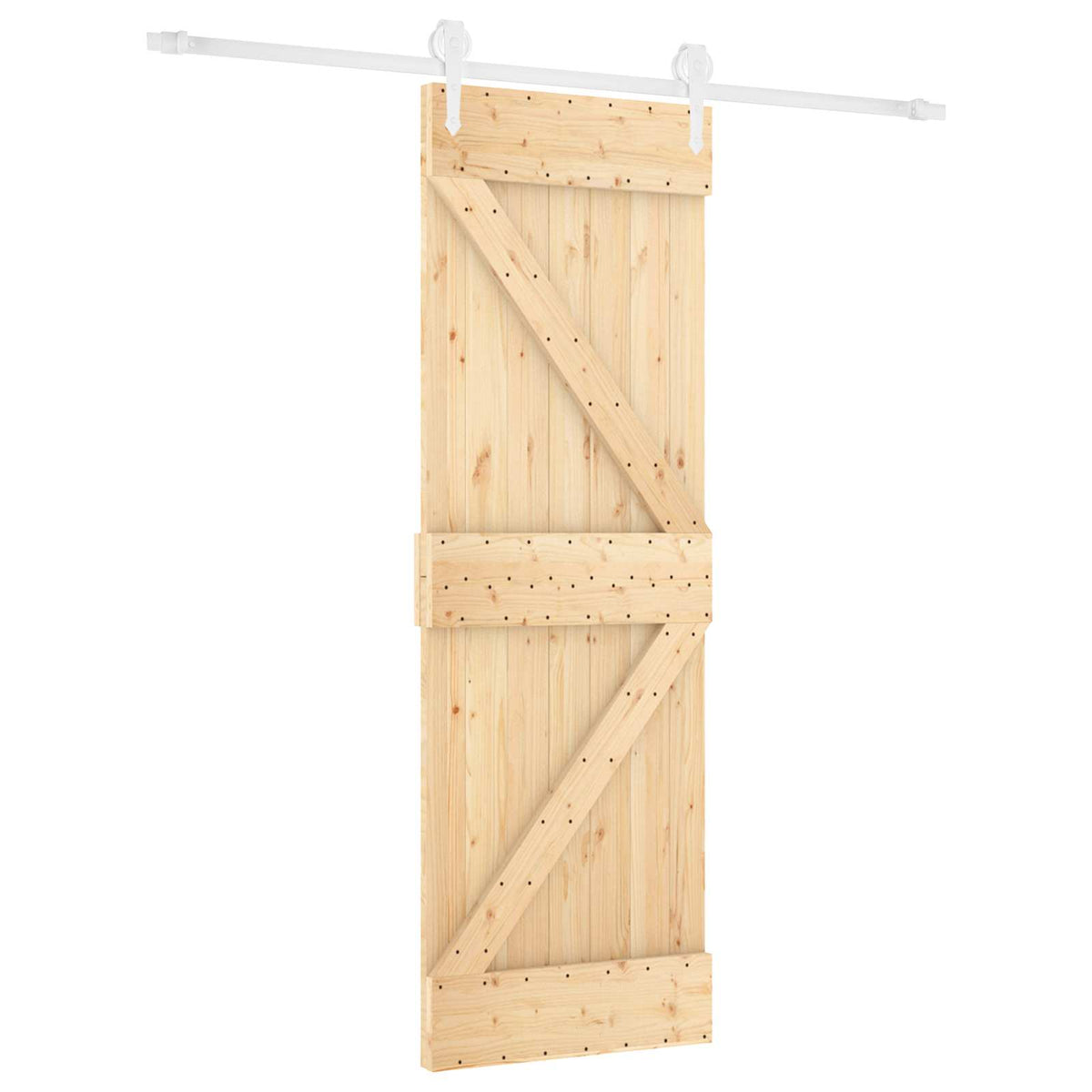 Skjutdörr Naturlig och vit 70 x 210 cm Massiv furuträdörr