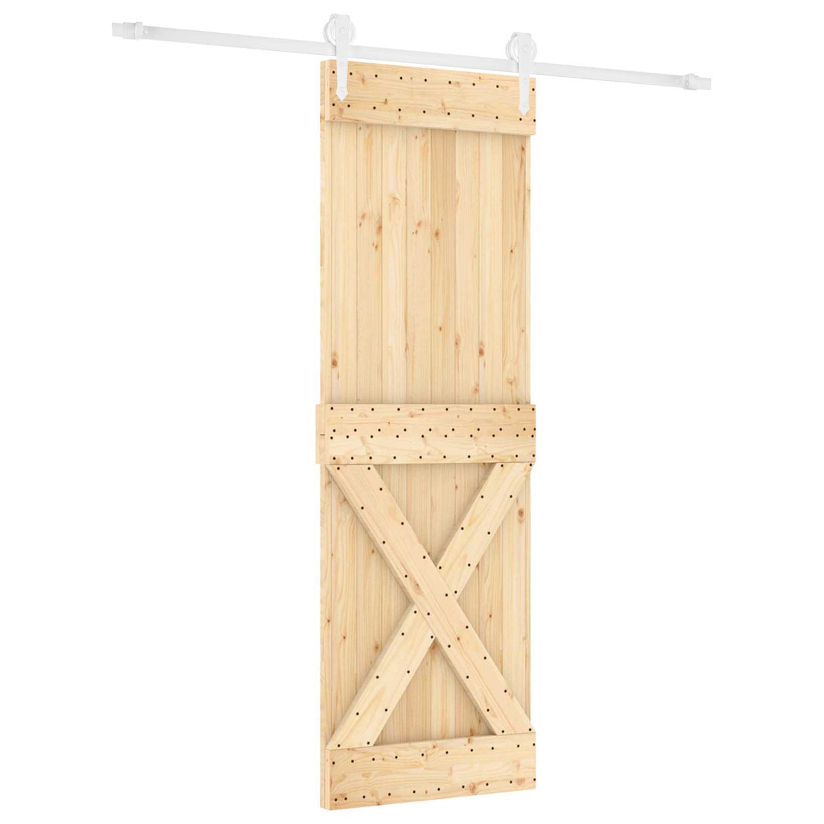 Skjutdörr 80 x 210 cm Massiv furu Naturlig och vit