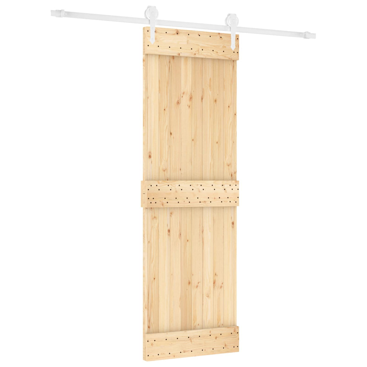 Skjutdörr Naturlig och vit 70 x 210 cm Massiv furuträdörr