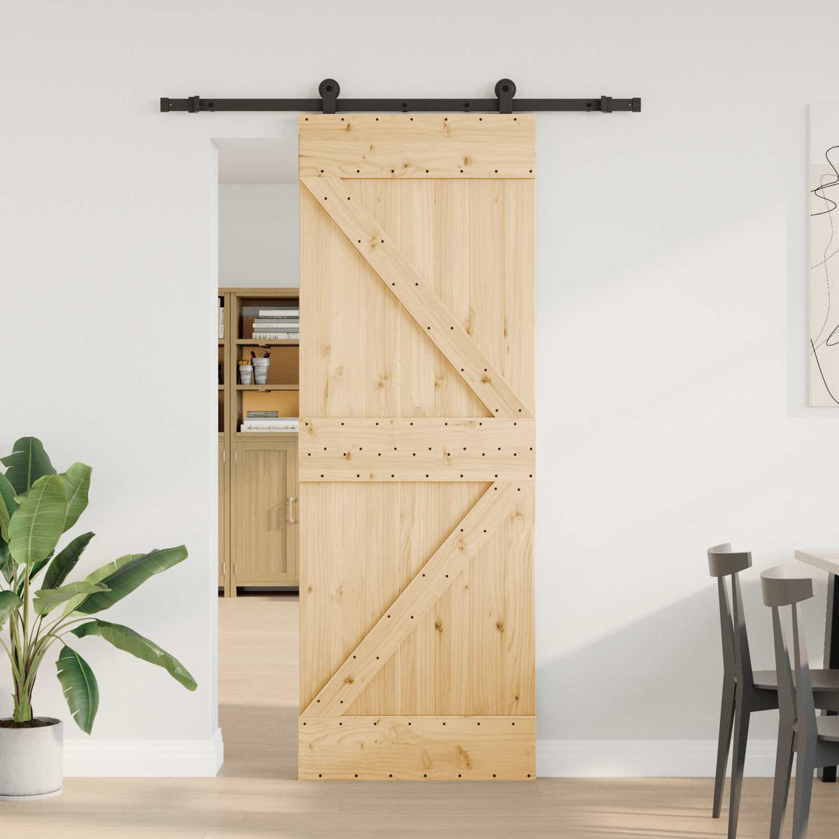 Skjutdörr NARVIK 70 x 210 cm (152,5 cm) Naturlig och svart