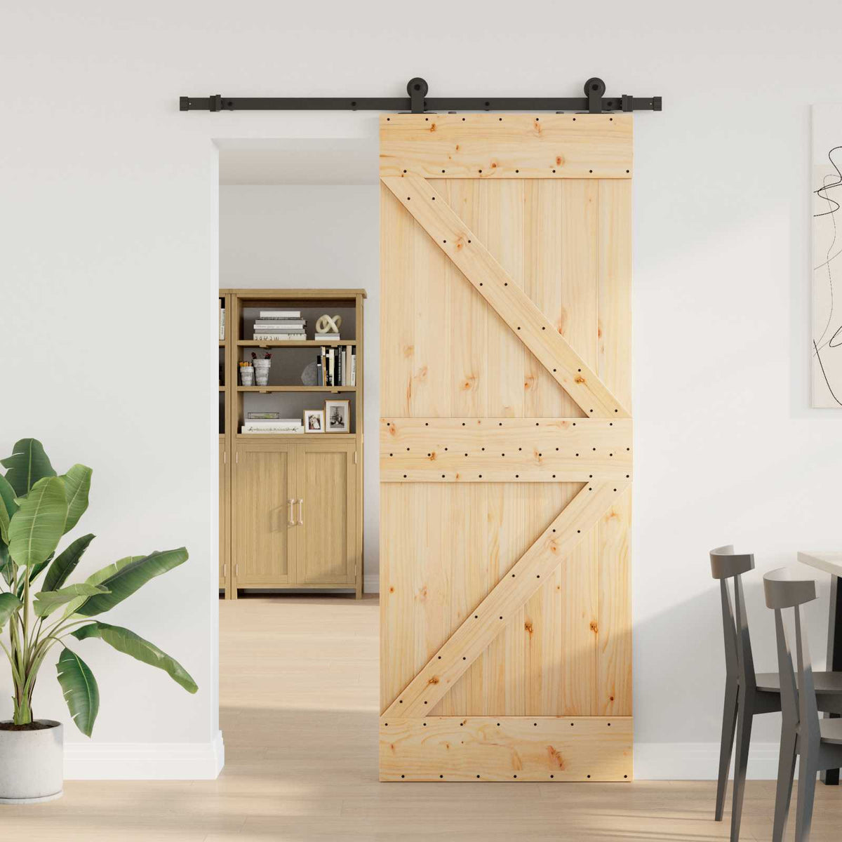 Skjutdörr NARVIK 80 x 210 cm (152,5 cm) Naturlig och svart