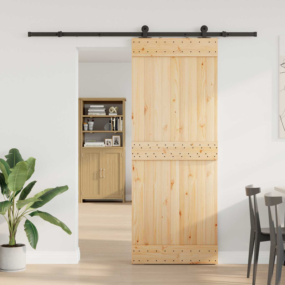 Skjutdörr NARVIK 80 x 210 cm (213,5 cm) Naturlig och svart