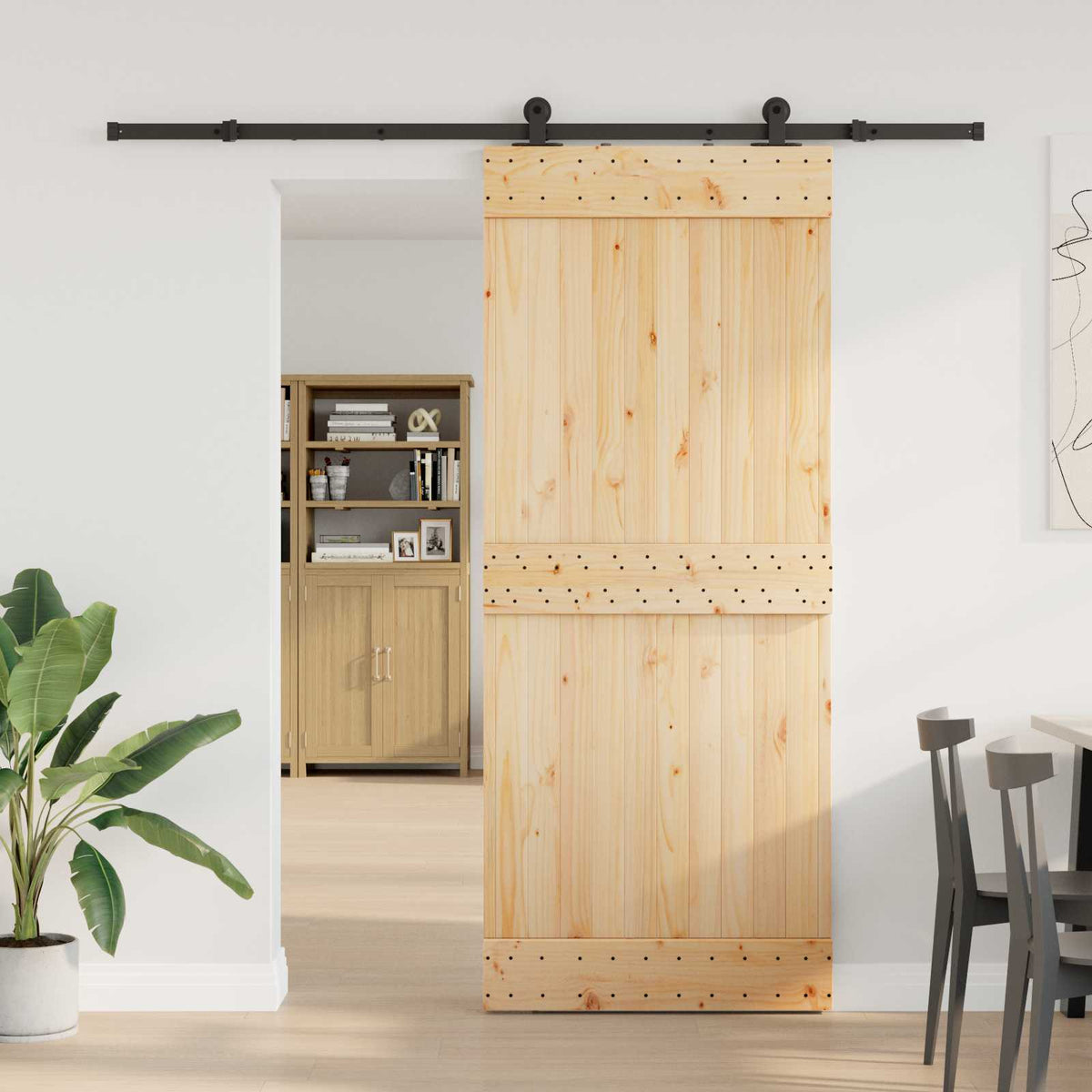 Skjutdörr NARVIK 85 x 210 cm (213,5 cm) Naturlig och svart