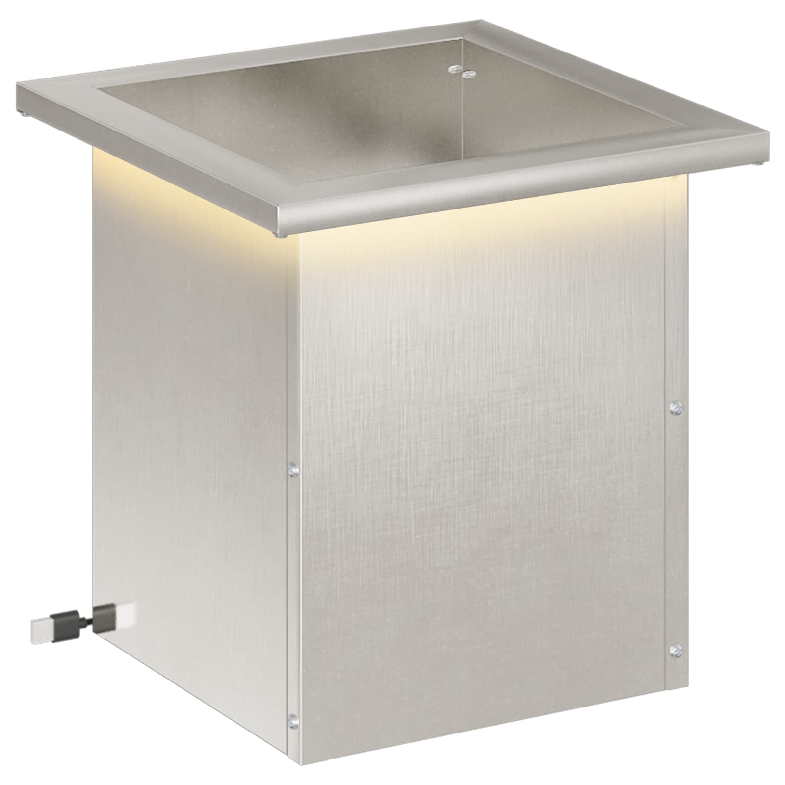 Odlingslåda med LED Silver 30 x 30 x 30 cm Rostfritt stål