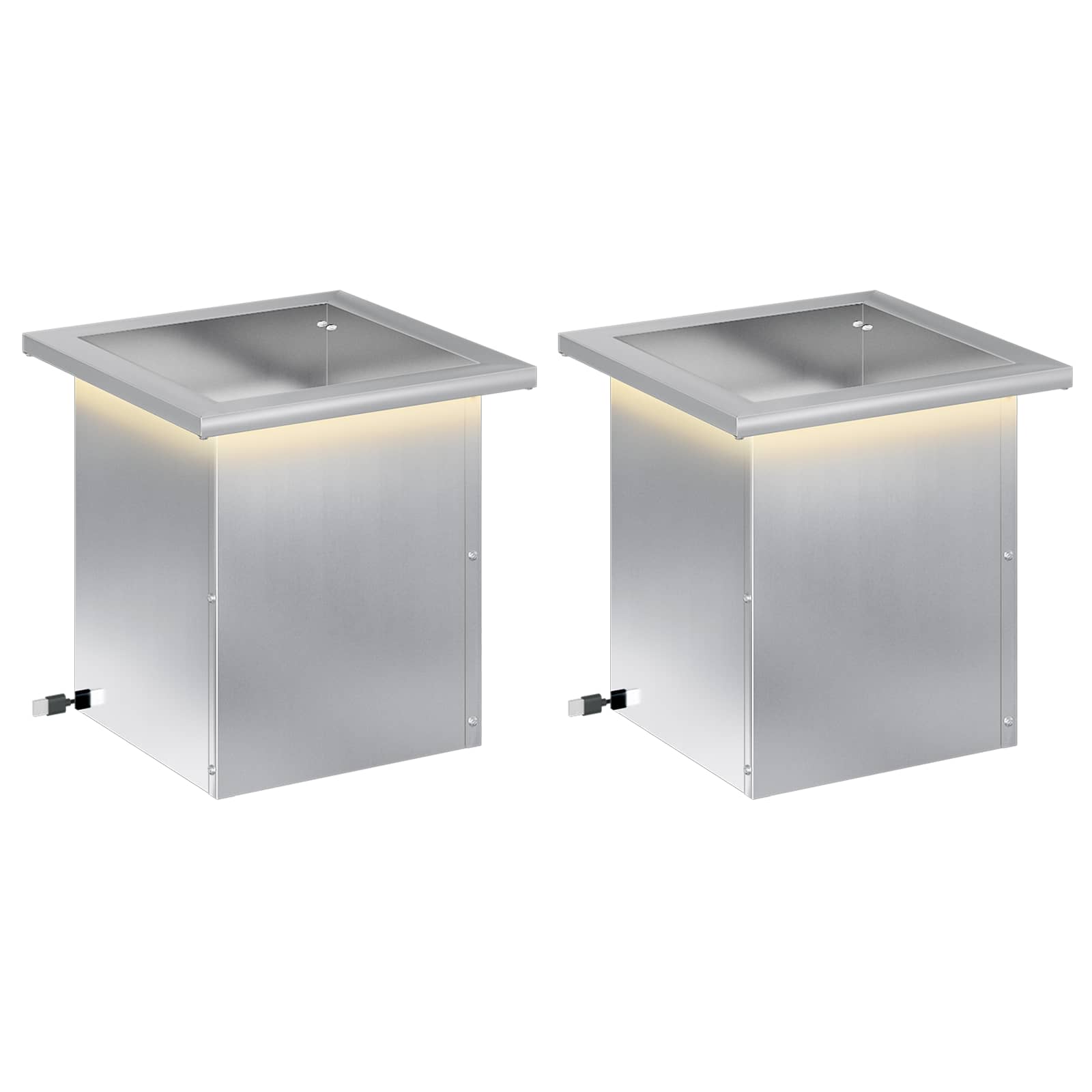 Odlingslåda med LED 2 st Silver 30 x 30 x 30 cm
