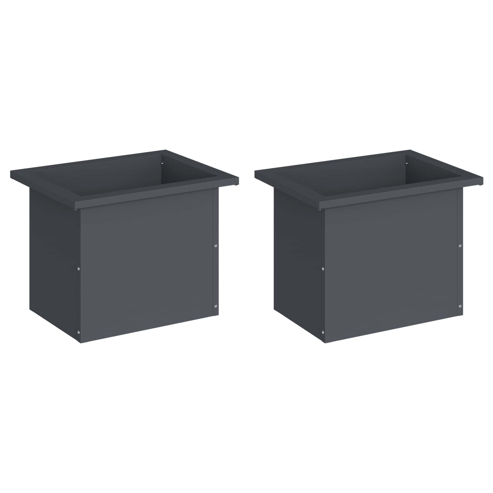 Odlingslåda med LED 2 st Antracit 30 x 40 x 30 cm Stål