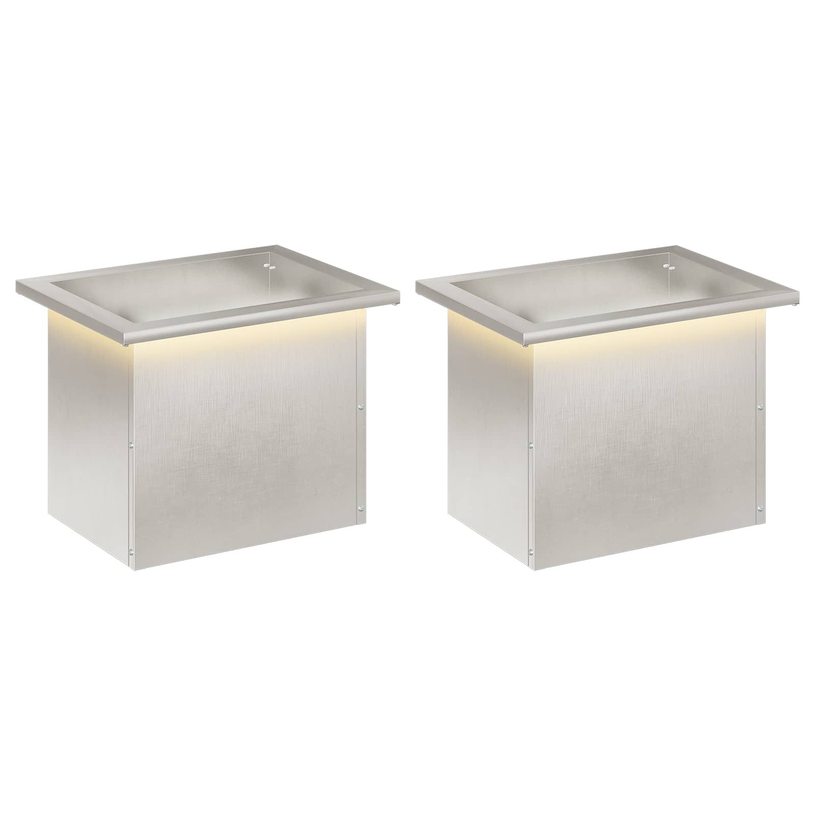 Odlingslåda med LED 2 st Silver 30 x 40 x 30 cm Rostfritt stål