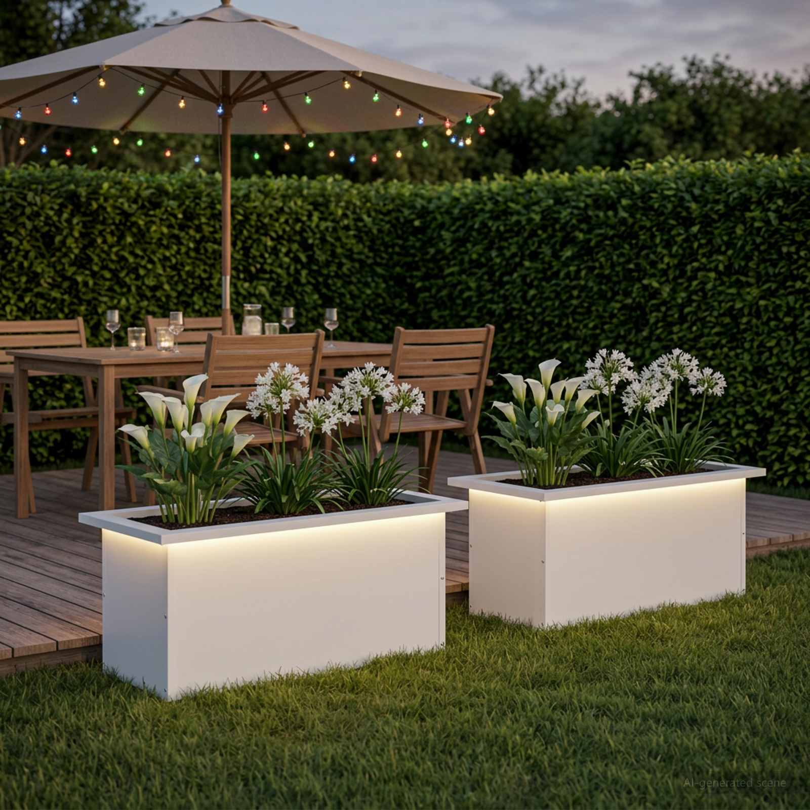 Odlingslåda med LED 2 st Vit 30 x 60 x 30 cm Stål