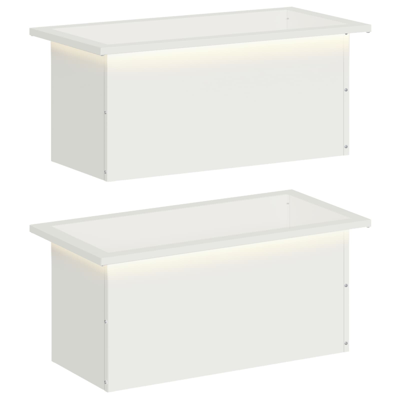 Odlingslåda med LED 2 st Vit 30 x 60 x 30 cm Stål
