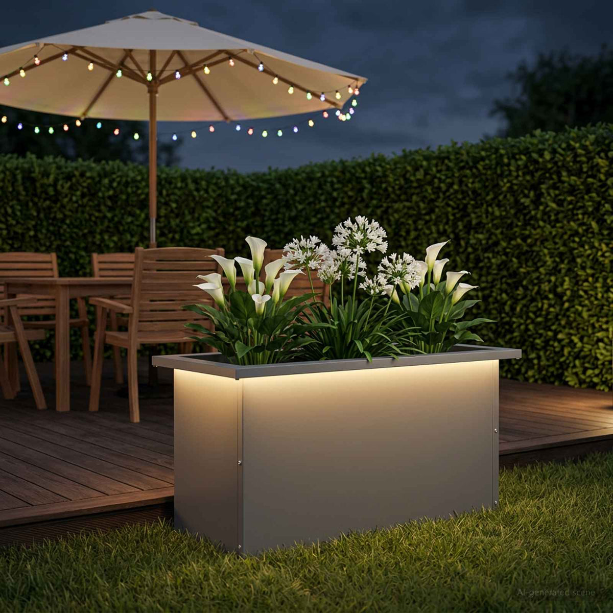 Odlingslåda med LED Antracit 30 x 60 x 30 cm Stål