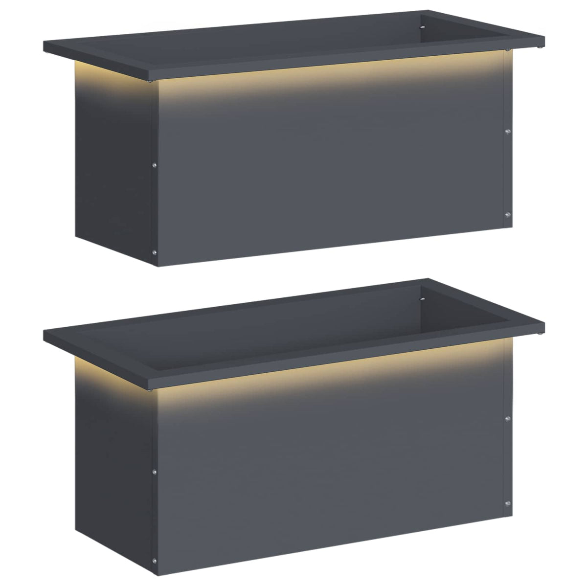 Odlingslåda med LED 2 st Antracit 30 x 60 x 30 cm Stål