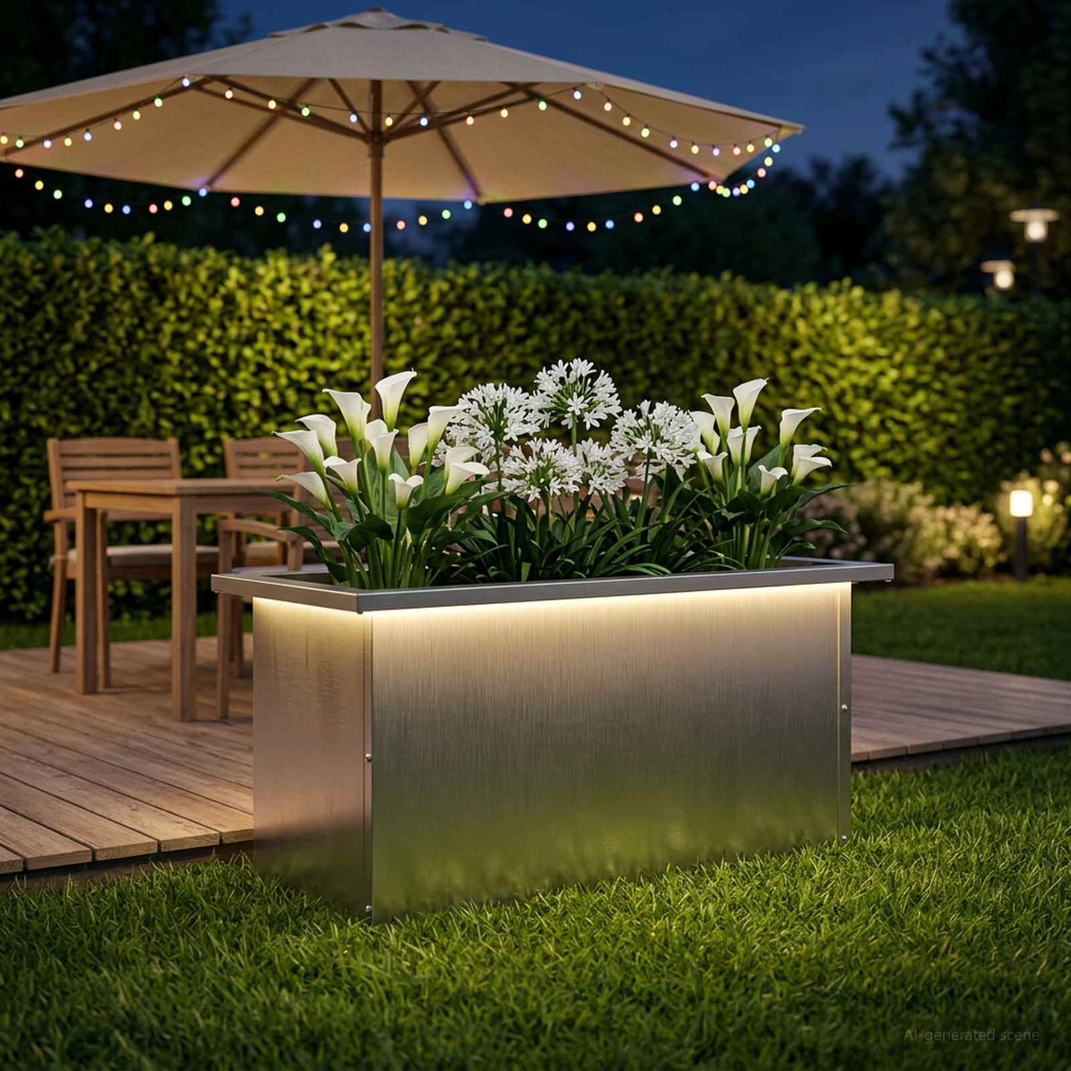 Odlingslåda med LED Silver 30 x 60 x 30 cm Rostfritt stål