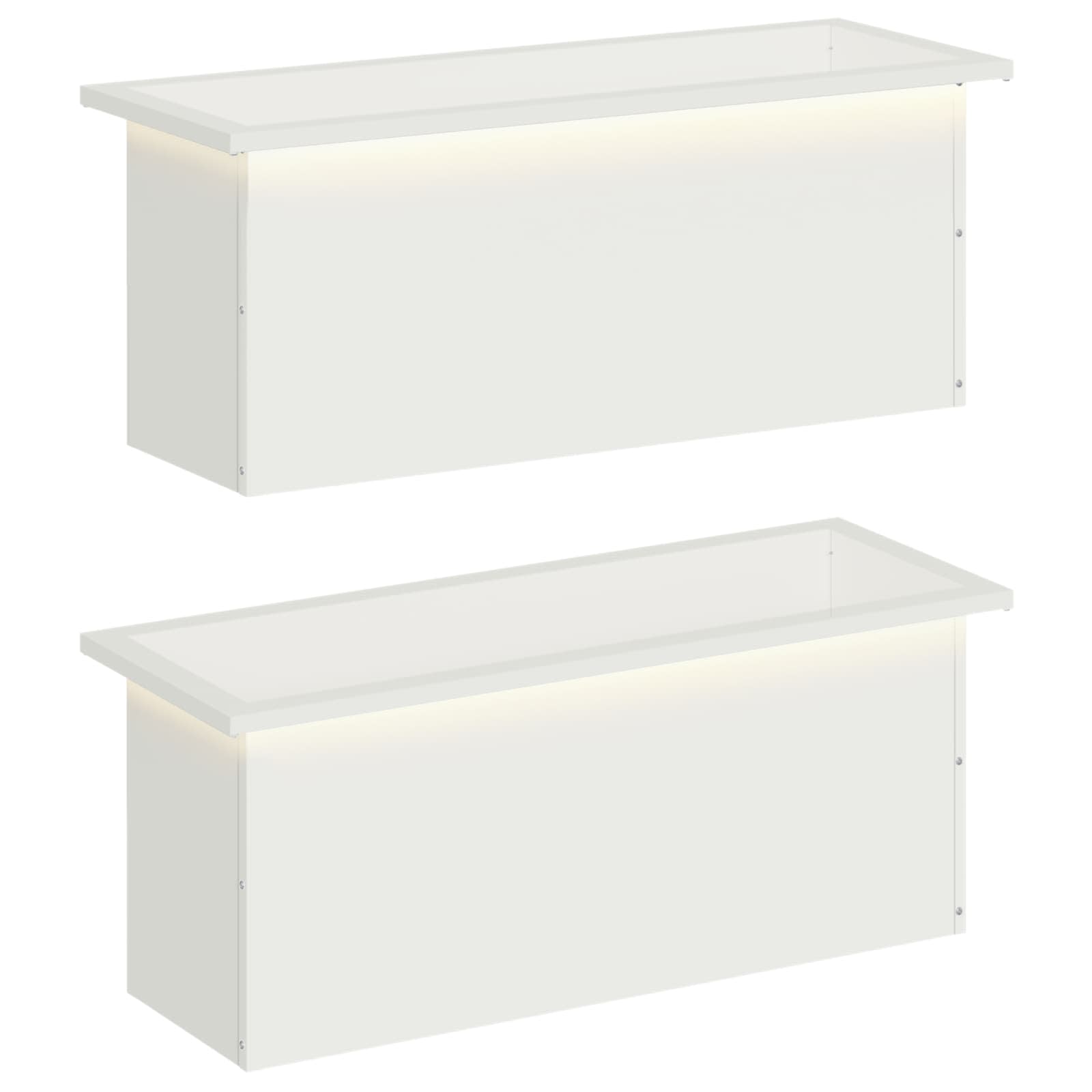 Odlingslåda med LED 2 st Vit 30 x 80 x 30 cm Stål