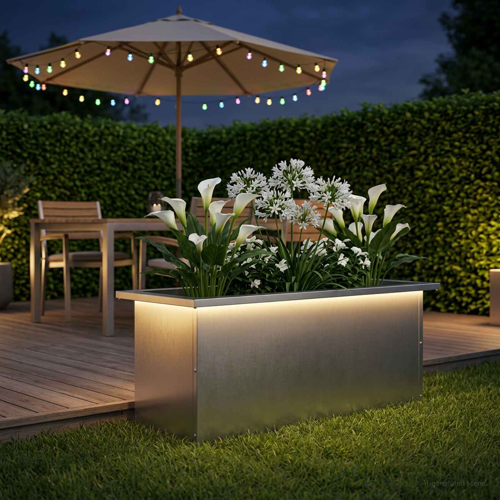 Odlingslåda med LED Silver 30 x 80 x 30 cm Rostfritt stål