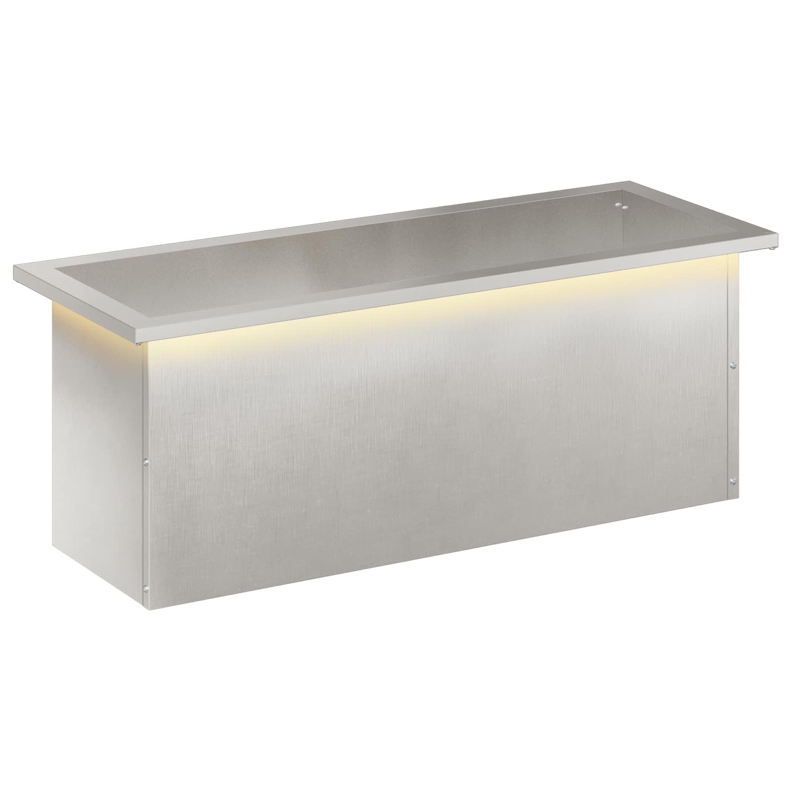 Odlingslåda med LED Silver 30 x 80 x 30 cm Rostfritt stål