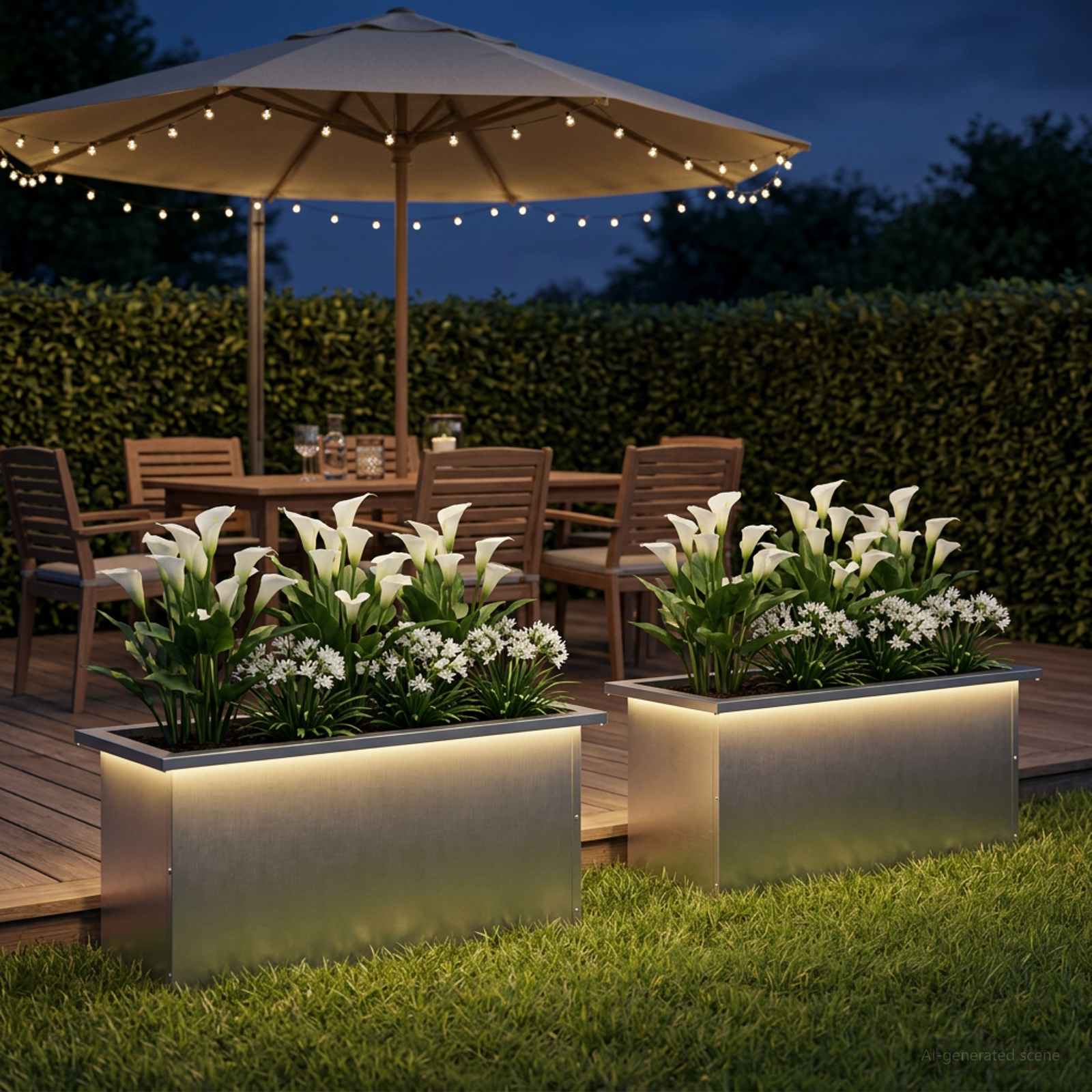 Odlingslåda med LED 2 st Silver 30 x 80 x 30 cm Rostfritt stål