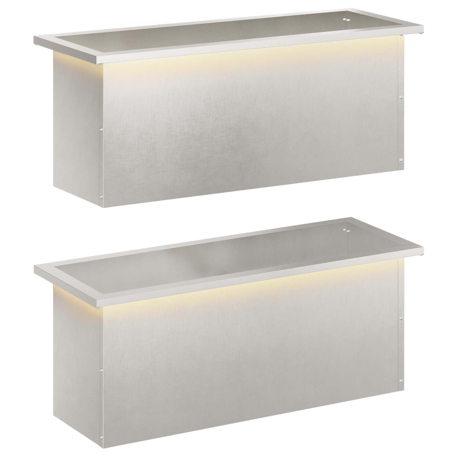 Odlingslåda med LED 2 st Silver 30 x 80 x 30 cm Rostfritt stål