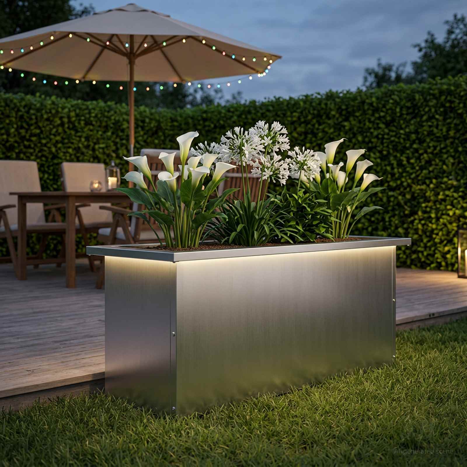 Odlingslåda med LED Silver 30 x 80 x 30 cm Galvaniserat stål