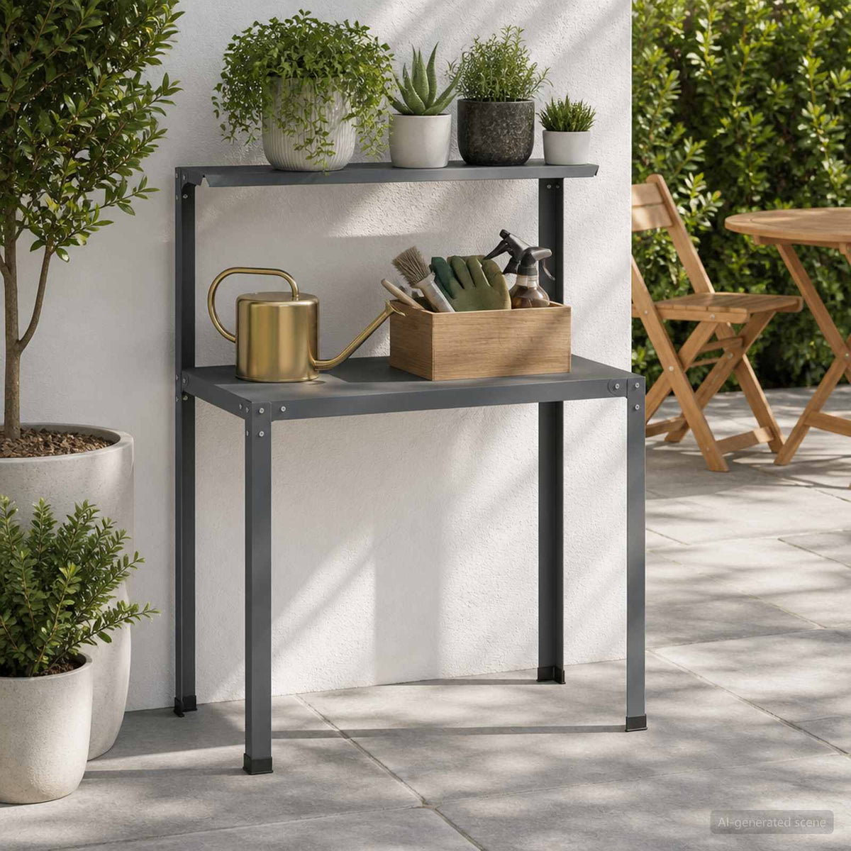 Planteringsbord 80 x 50 x 104 cm Pulverlackerat stål Antracit