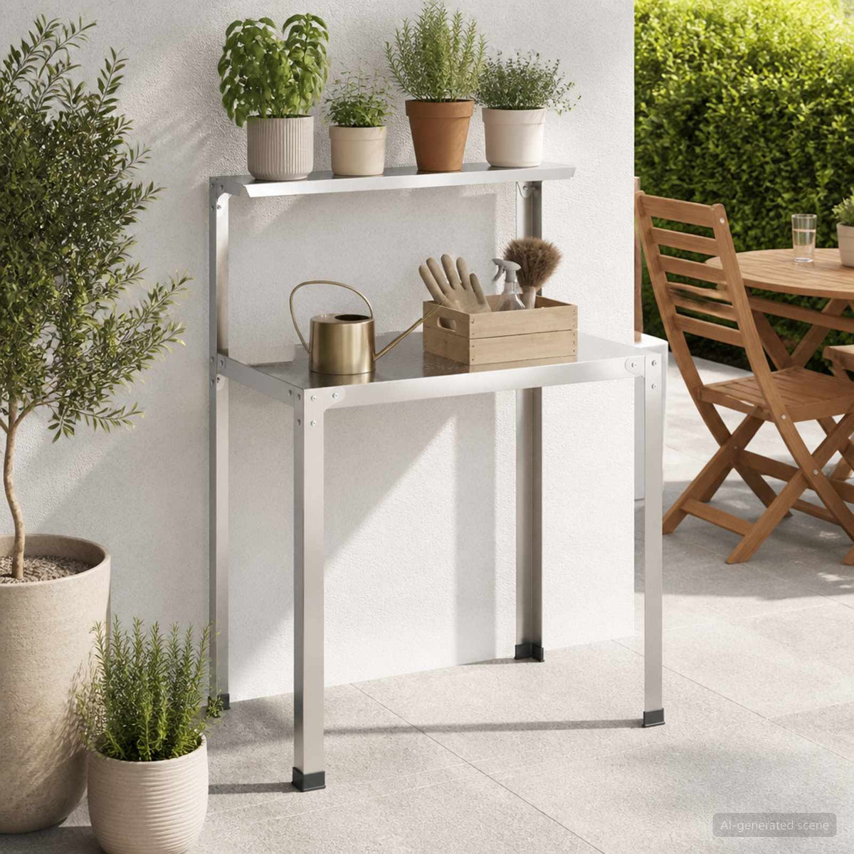 Planteringsbord 80 x 50 x 104 cm Rostfritt stål Silver