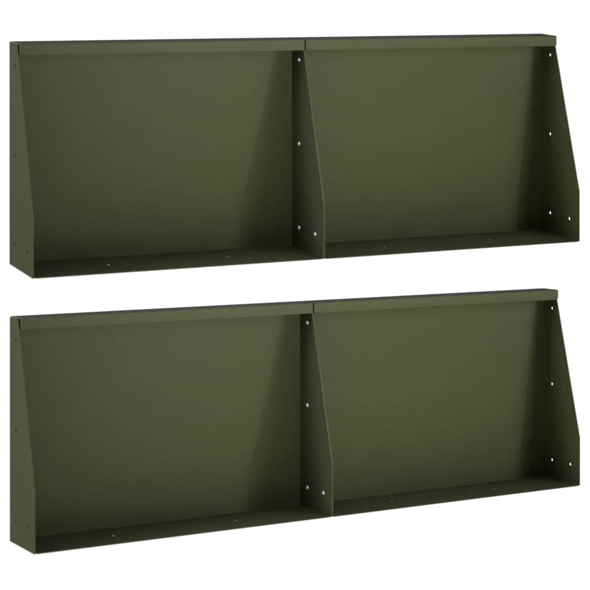 Stödvägg 4 st 60 x 12 x 40 cm Stål Olivgrön