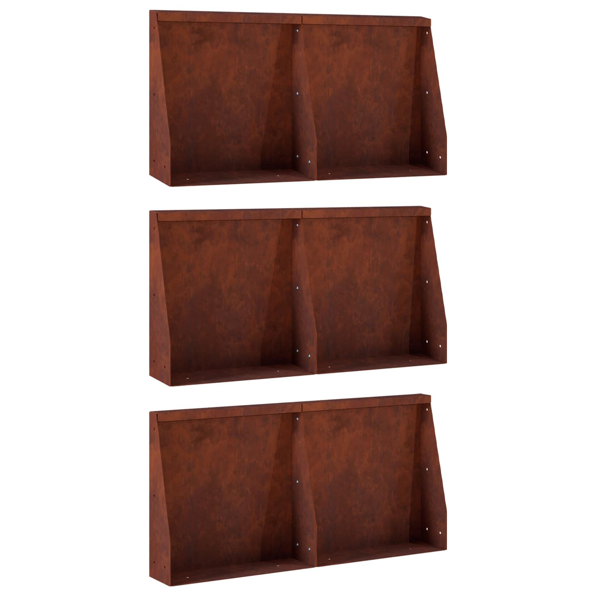 Stödvägg 6 st 40 x 12 x 30 cm Väderbeständig stål Rostig