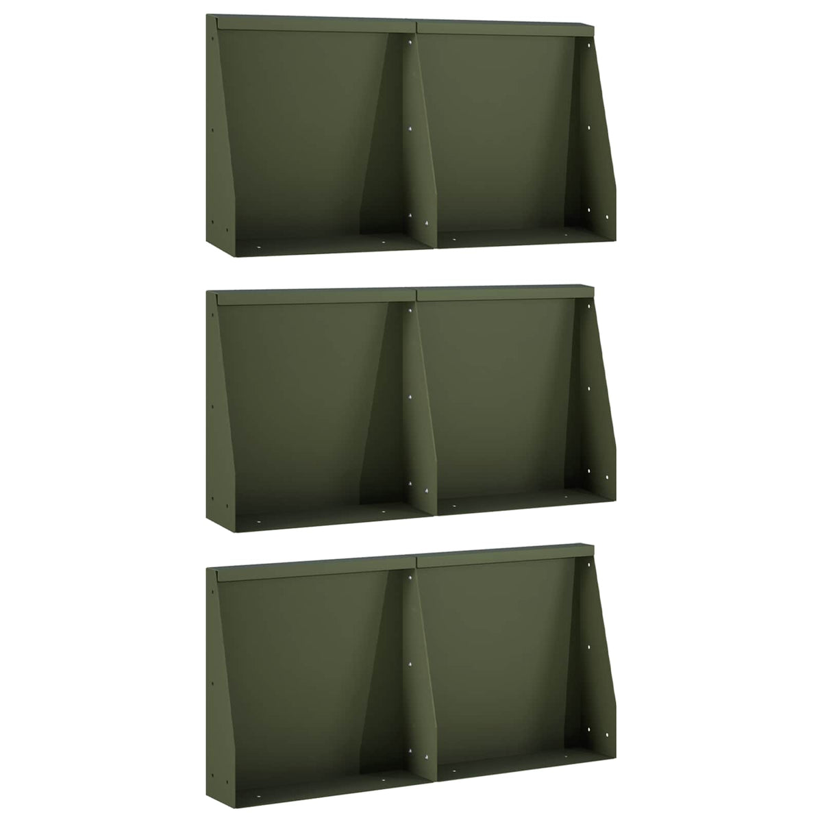 Stödvägg 6 st 40 x 12 x 40 cm Stål Olivgrön