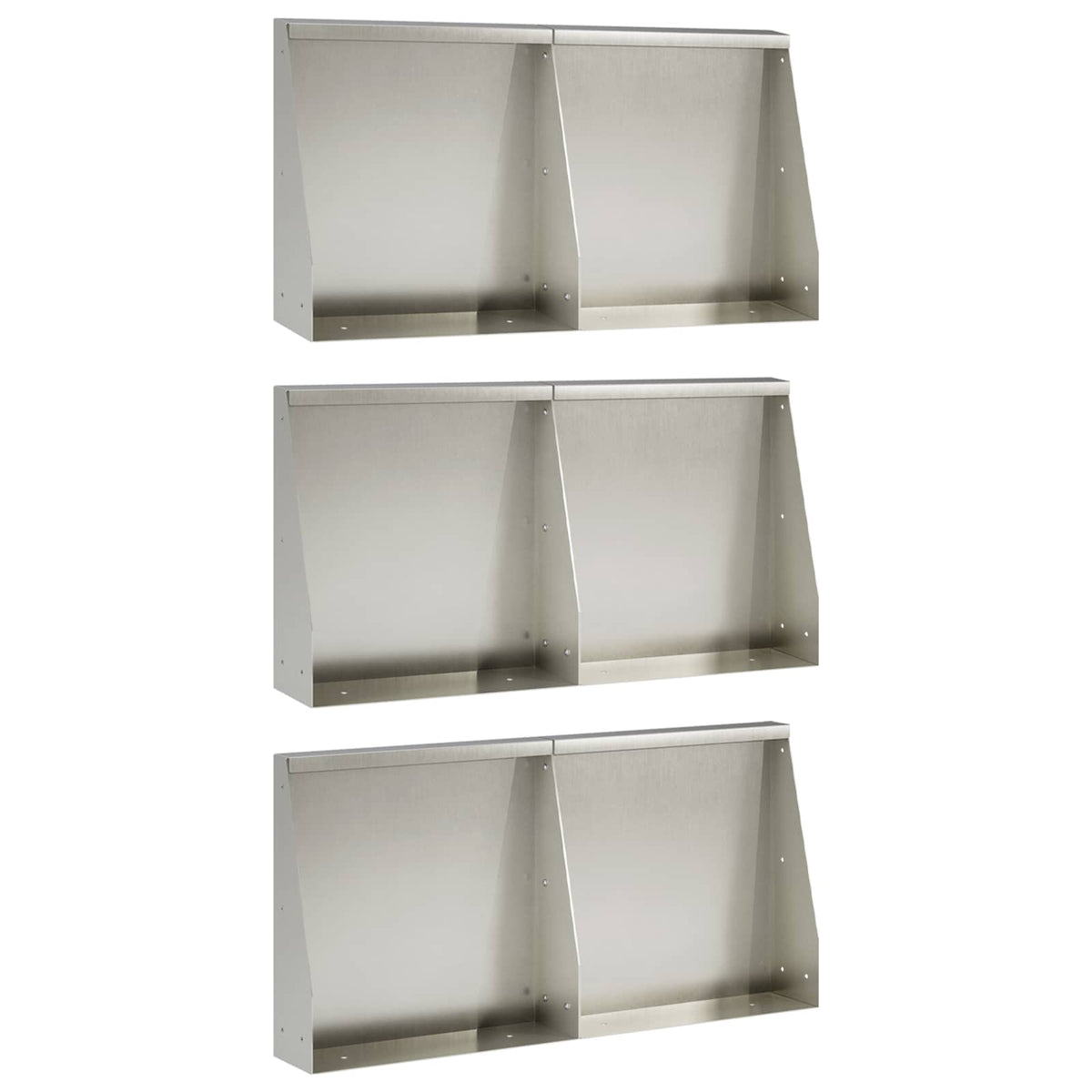 Stödvägg 6 st 40 x 12 x 50 cm Rostfritt stål Silver