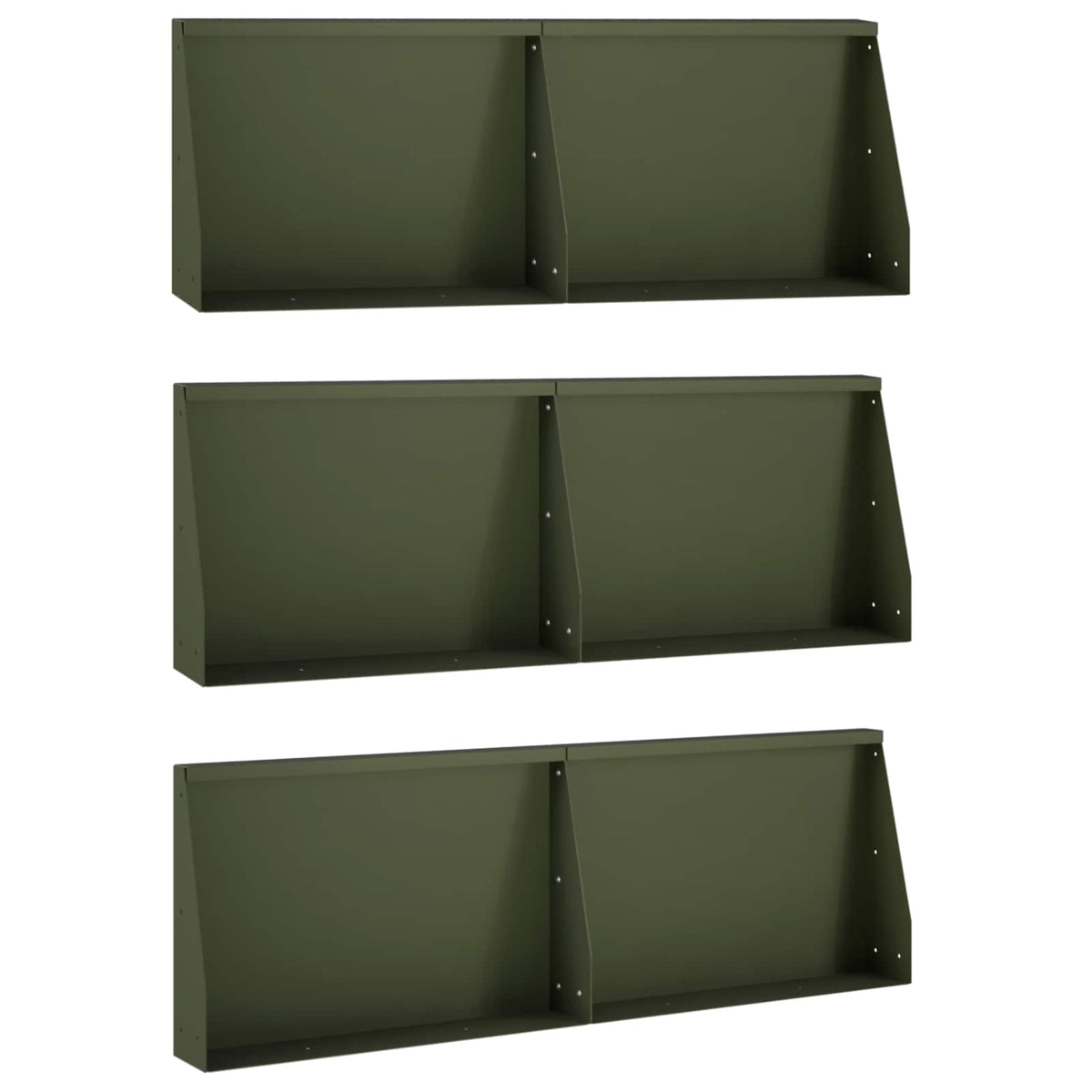 Stödvägg 6 st 60 x 12 x 30 cm Stål Olivgrön