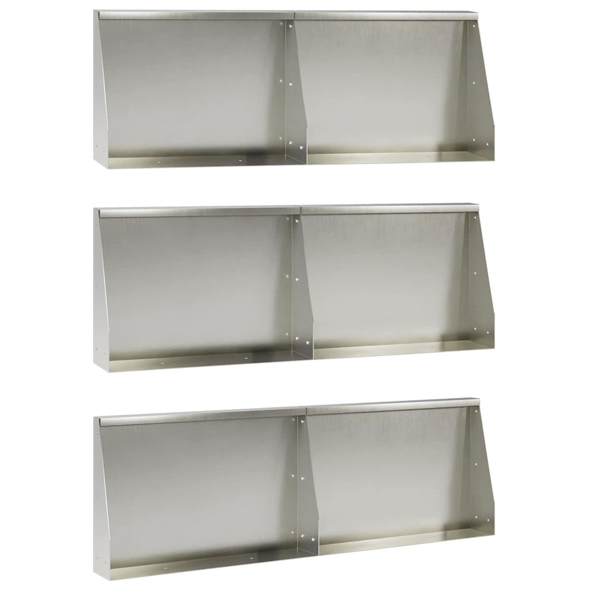 Stödvägg 6 st 60 x 12 x 30 cm Rostfritt stål Silver