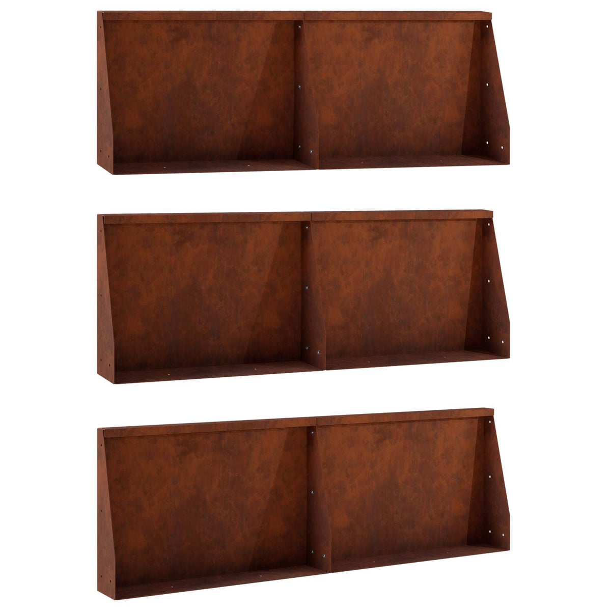 Stödvägg 6 st 60 x 12 x 30 cm Väderbeständig stål Rostig