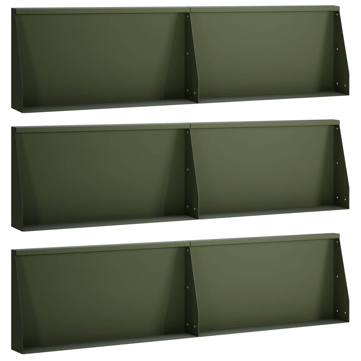 Stödvägg 6 st 80 x 12 x 50 cm Stål Olivgrön