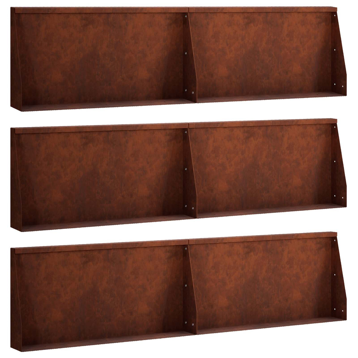 Stödvägg 6 st 80 x 12 x 50 cm Väderbeständig stål Rostig
