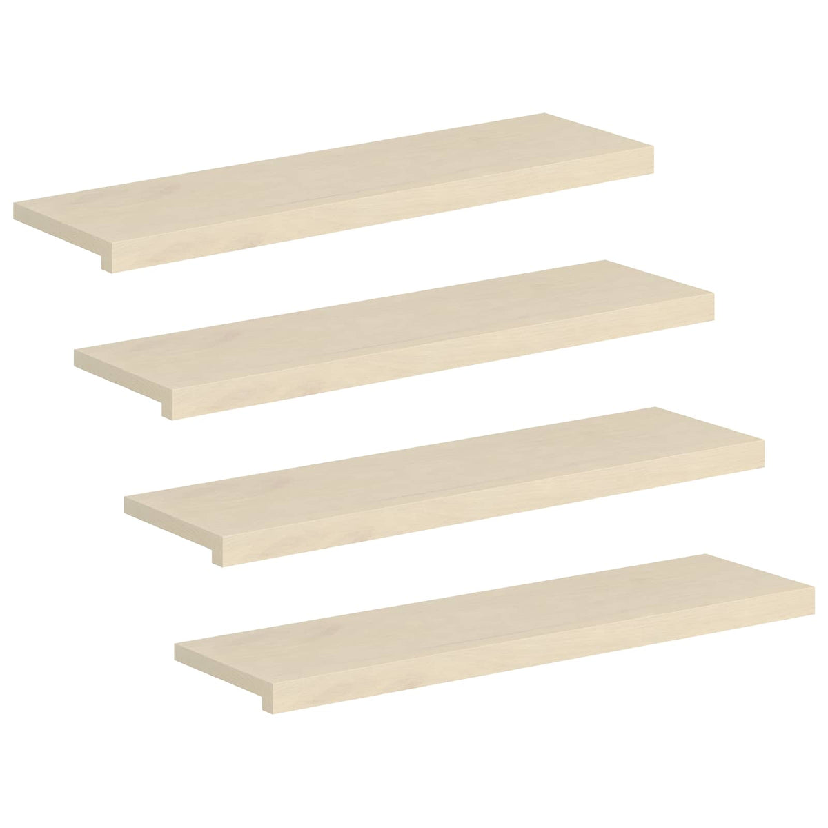 Trappsteg 4 st 90 x 25 x 2 cm Vit Massivt Ekträ