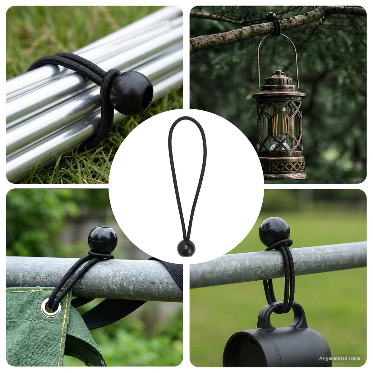 Bungee Cords med Bollar 24 st Svart 4 mm x 22 cm Polypropylen