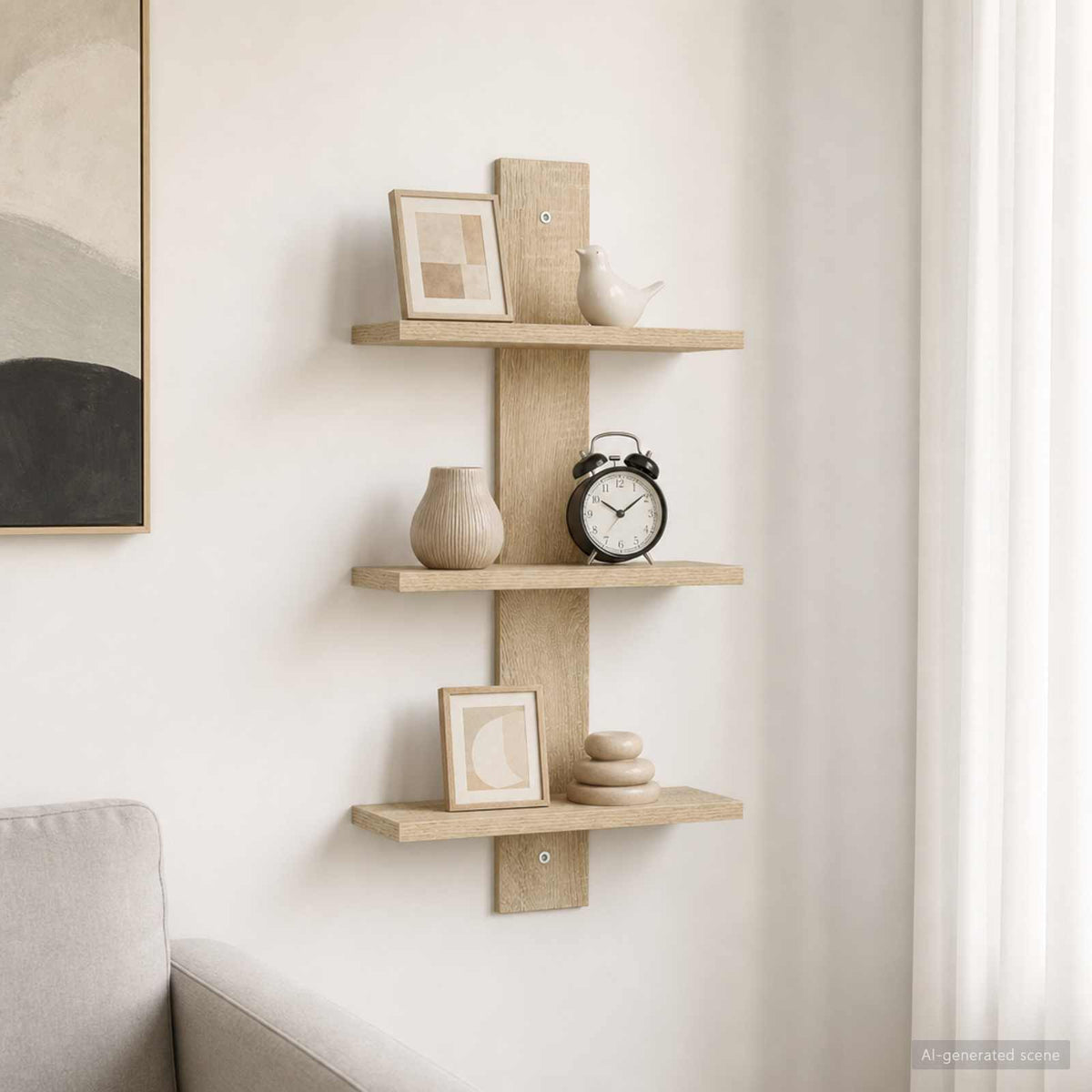 Vägghylla Sonoma-ek 30 x 13.5 x 64.5 cm Konstruerat trä