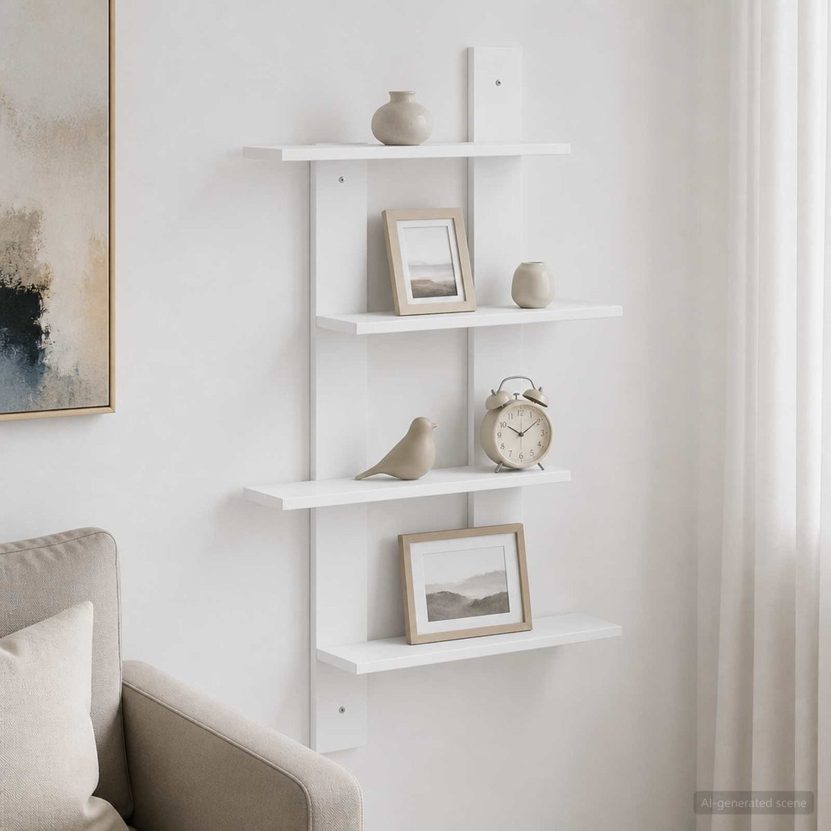 Vägg hylla Vit 61 x 13,5 x 105 cm Konstruerat trä