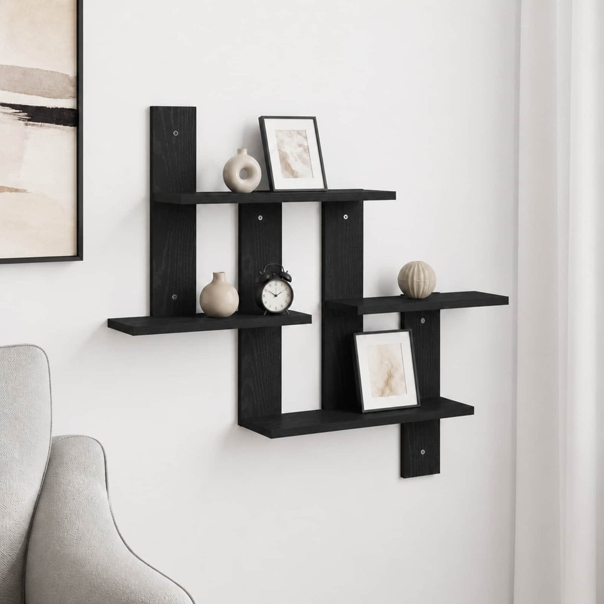Vägg hylla Svart ek 85 x 13,5 x 73,5 cm Konstruerat trä