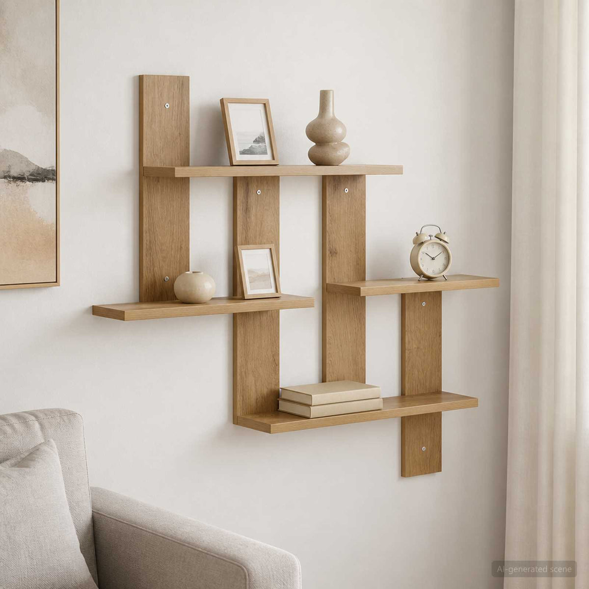 Vägg hylla Artisan-ek 85 x 13,5 x 73,5 cm Konstruerat trä