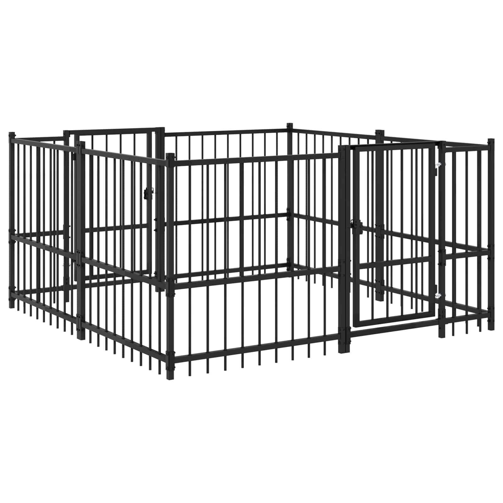 Utomhus Hund Playpen Svart 192 x 192 x 100 cm Stål