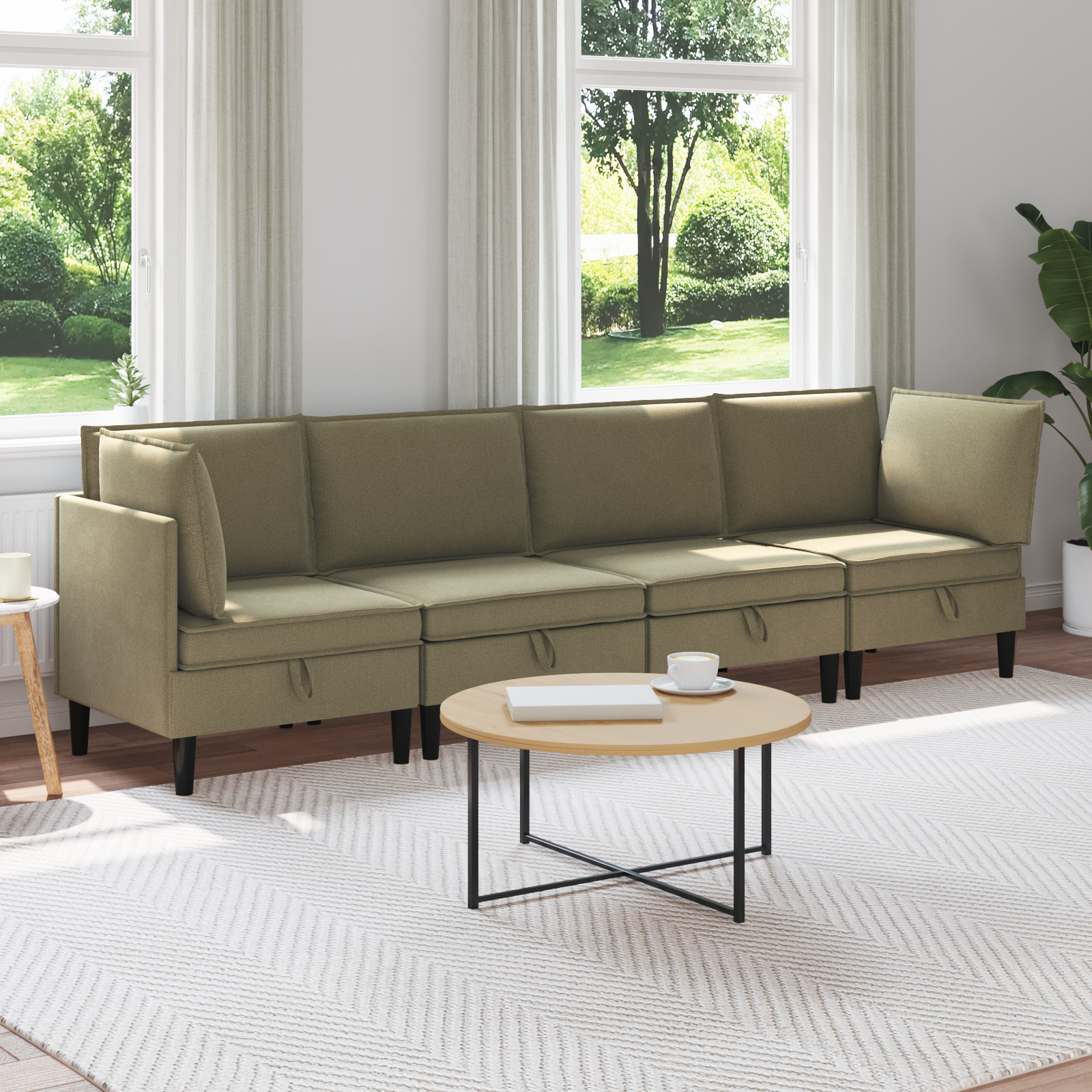 Möbelset för vardagsrummet 4 pcs Kaki Tyg