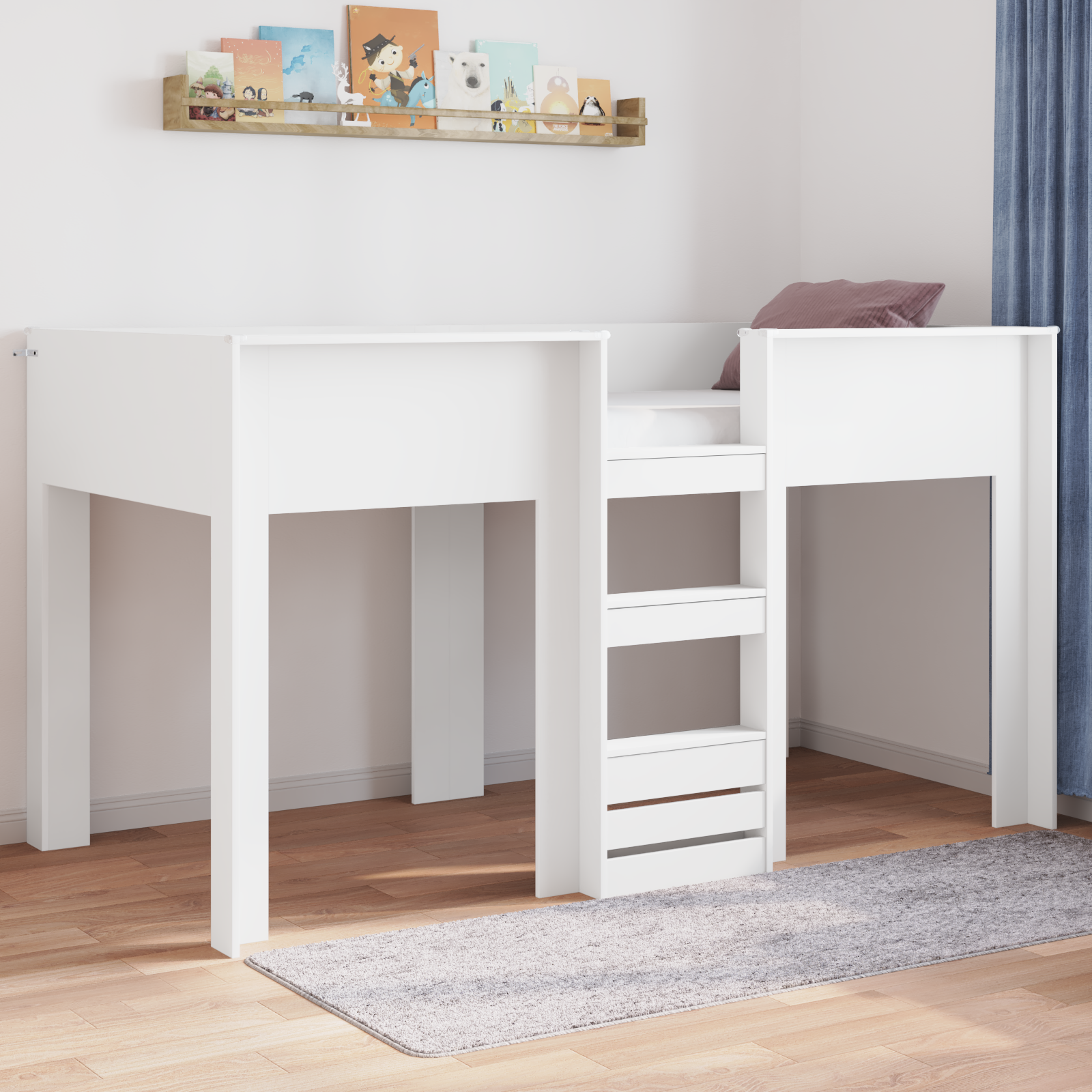 Köksbädd för barn med lagring Vit 90 x 200 cm Konstruerat trä