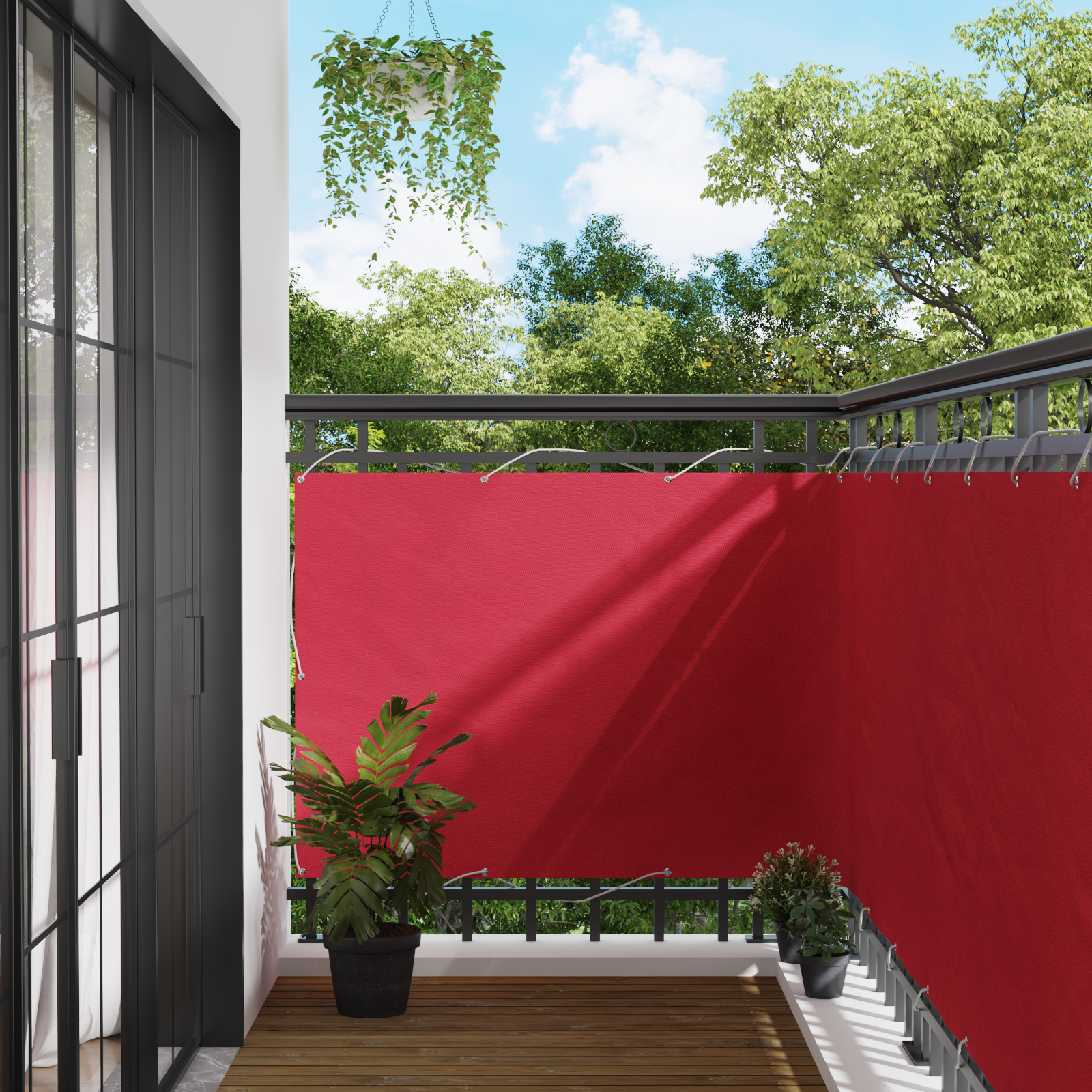 Balkong Skärm Vinröd 110 x 700 cm Oxford Tyg