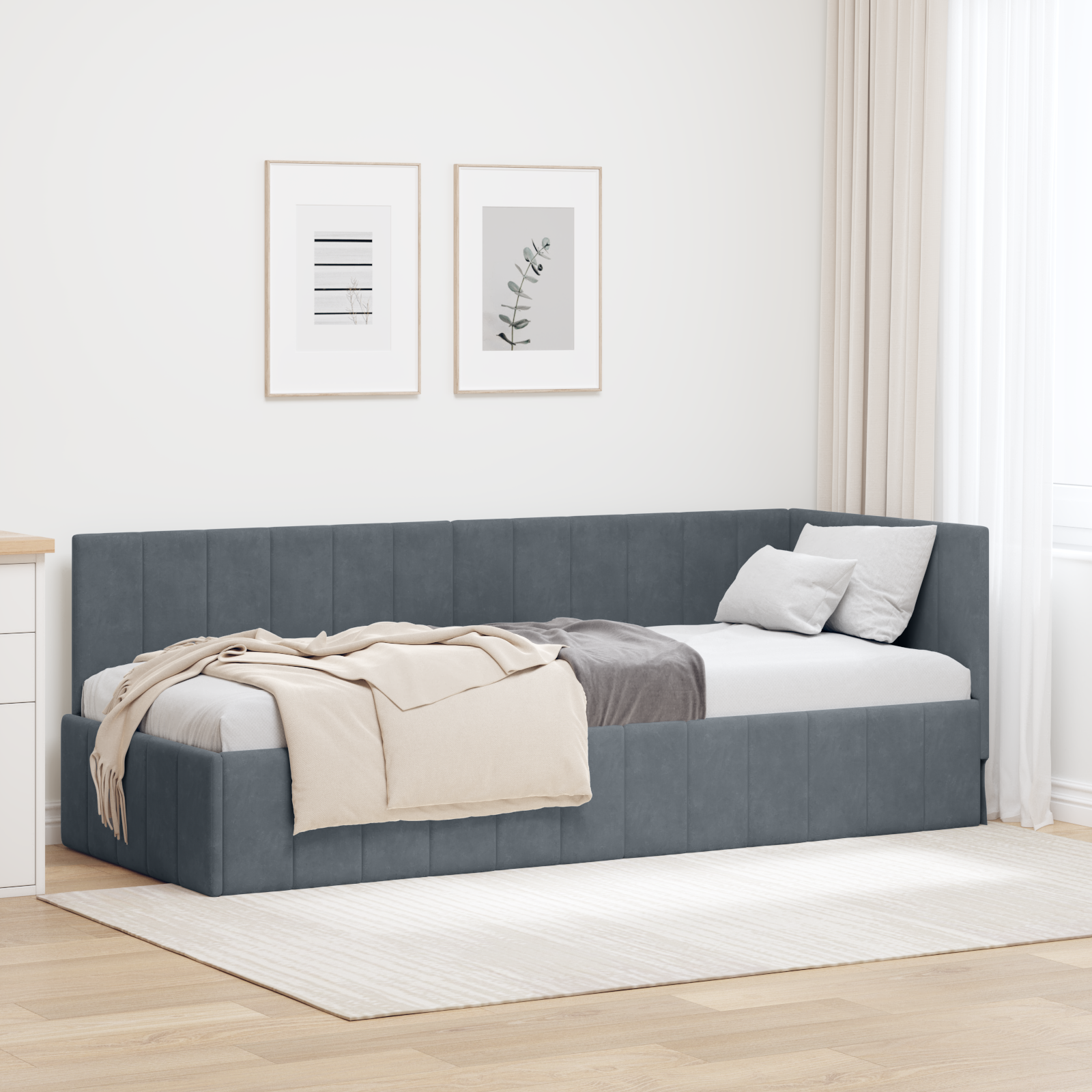 Hörn Sängram med huvudgavel Mörkgrå 80 cm x 200 cm Sammet