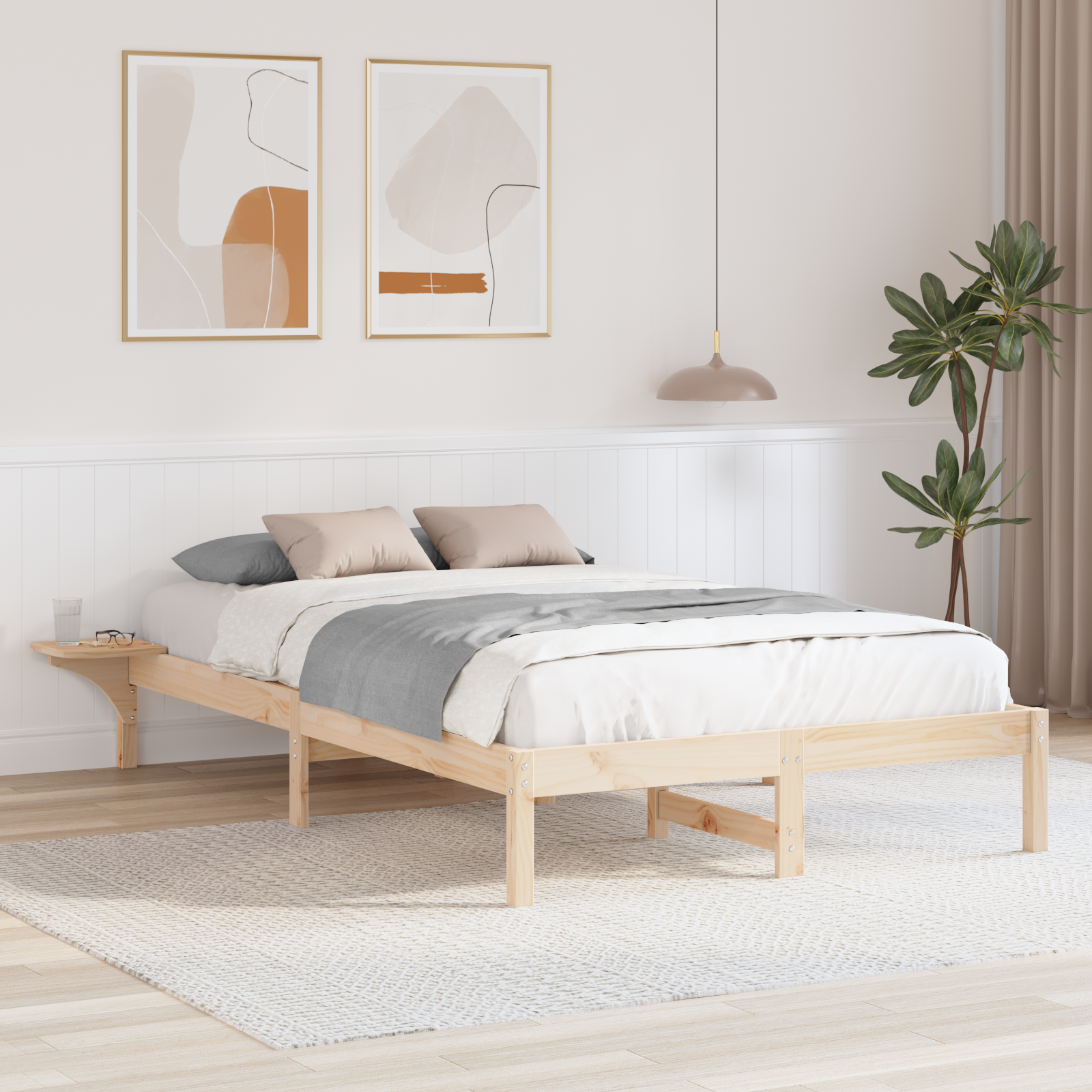 Sängram Naturfärg 120 x 200 cm Massiv furu